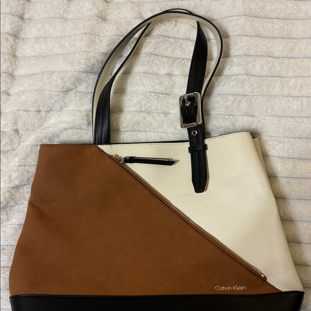 Calvin Klein Tri-Tone Leather Tote